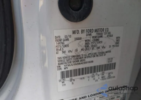 2010 Ford Expedition Limited from USA, damaged, VIN 1FMJU1K58AEB51658